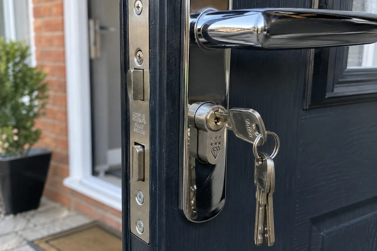 Three star anti-snap euro cylinder fitted to a composite front door